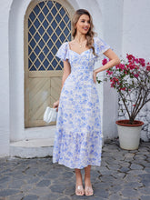 Floral V-neck Short Sleeve Dress