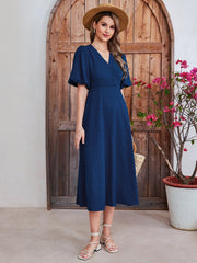Haute V-neck Solid Dress