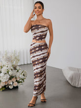 Sexy Printed Bandeau & Slim Bodycon Skirt