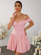 Temperament Suspende Straight-Neck Mini Dress