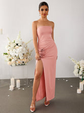 Flower Slim Gentle Bandeau Maxi Dress