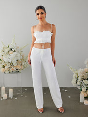 Cut-out Lace Ruffle Cropped Camisole Crop Top