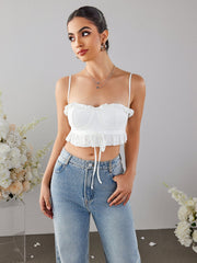 Cut-out Lace Ruffle Cropped Camisole Crop Top