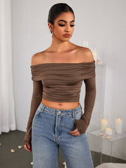 Fashion Solid Strapless Pullover Top