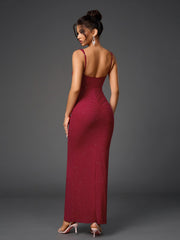 Sparkly Sleeveless Backless Cut-Out Ruched Bodycon Dress