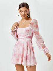 Blush Floral Chiffon Dress