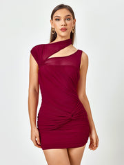 Asymmetric Cut-Out Mini Dress