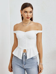 Sculpted Elegance Peplum Bustier Top