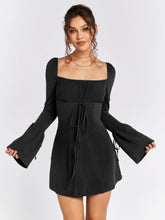 Bell-Sleeve Drawstring Dress