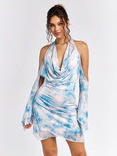 Tie-Dye Halter Wrap Dress