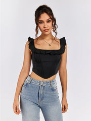 Ruffled Corset Crop Top