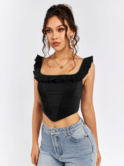 Ruffled Corset Crop Top