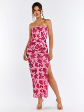 Floral Strapless Midi Dress