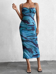 Beach Resort Mesh Print Bodycon Dress