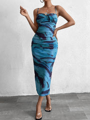 Beach Resort Mesh Print Bodycon Dress