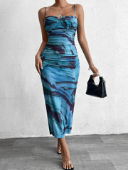 Beach Resort Mesh Print Bodycon Dress
