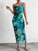 Beach Holiday Print Slip Backless Maxi Dress