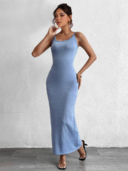 Sexy Suspender Sleeveless Backless Solid Color Bodycon Dress
