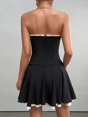 Sexy Backless Ruched Bandeau Mini Dress