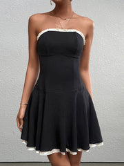 Sexy Backless Ruched Bandeau Mini Dress