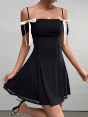 Temperament Backless Mesh Mini Dress