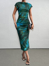 Fashionable Printed Short-Sleeved Bodycon Dress