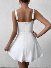 Sexy Solid Sleeveless Backless Cut-Out Ruched Mini Dress