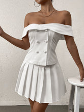 Vintage Breasted Solid Off-Shoulder Top