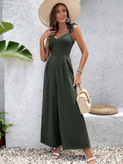 Solid Casual Waist-Cinching Camisole Jumpsuit