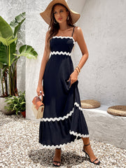 Lady Backless Cinched Ruched Sleeveless Slip Maxi Dress