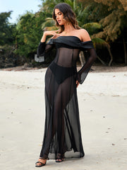 Sheer Illusion Off-Shoulder Maxi Dress