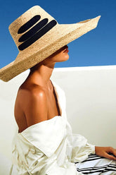 Raffia Straw Curved Brim Sun Hat With Chin Tie