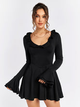 Long Sleeve Ruffle Flared Dress