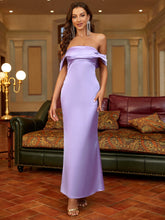 Off-Shoulder Satin Gown Dress