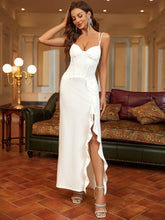 Ruffle-Edged Halter Dress