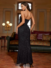 Strapless Sequin Gown Dress