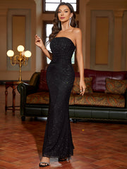 Strapless Sequin Gown Dress