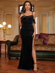 Refined Velvet Off-Shoulder Gown Dress