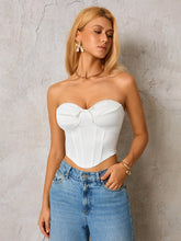 Bow Tie Front Zipper Back Asymmetrical Hem Tube Top