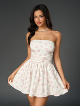 Sexy Floral Bandeau Mini Dress