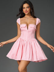French Ballet-Inspired Deep V-Neck Slim Mini Dress