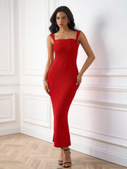 Sexy Solid Knit Bodycon Maxi Dress