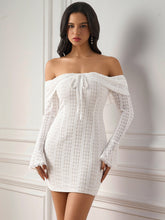 Elegant Off-Shoulder Long Sleeve Lace Bodycon Mini Dress