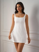 Sexy Square Neck Solid Backless Sleeveless Mini Dress