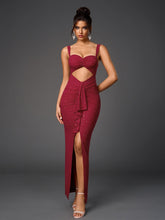 Sparkly Sleeveless Backless Cut-Out Ruched Bodycon Dress