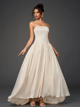 Solid Sleeveless Off-Shoulder Strapless Slim Ruched Maxi Dress