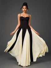 French Black and White Contrast Sleeveless Backless Slim Slip Dress