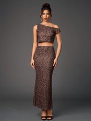 Sleeveless Backless Crop Top & Bodycon Skirt