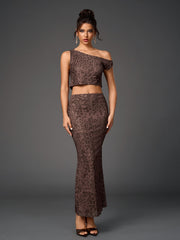 Sleeveless Backless Crop Top & Bodycon Skirt