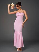 Sexy Off-Shoulder Backless Ruched Bodycon Fishtail Maxi Dress